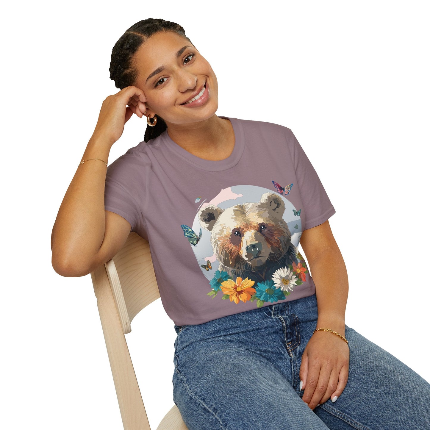 Bear T Shirt Unisex Gildan Softstyle Cotton Tee With Teddy Bear Design Lightweight Comfort