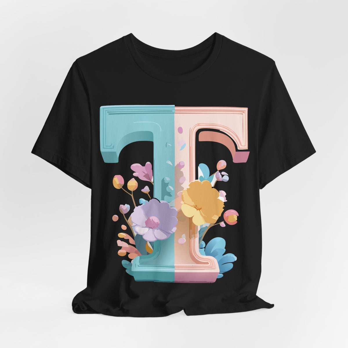 Letter T Graphic Unisex Cotton Bella+Canvas Tee with Art Letter Design