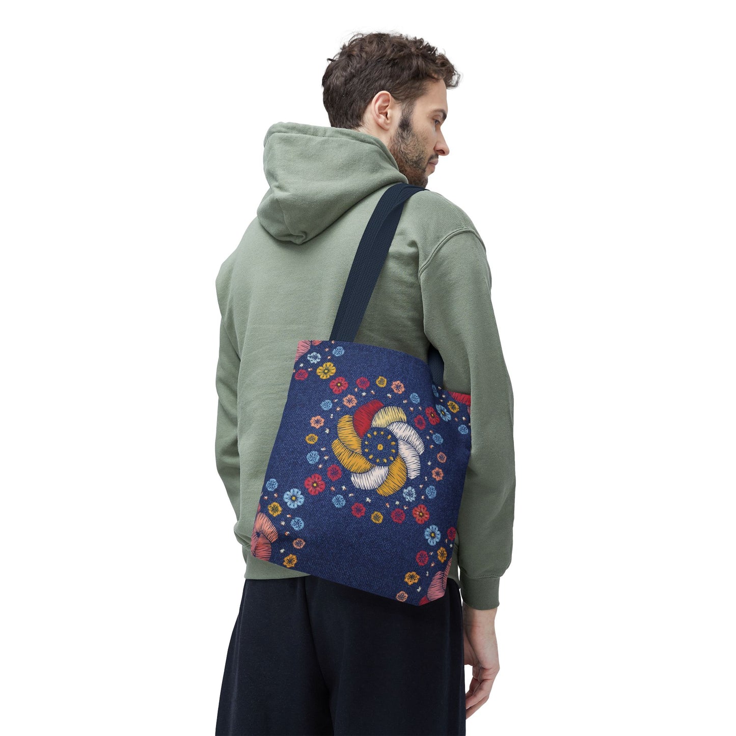 Denim Fabric Imitation Print Unisex Canvas Bag Poly Spun 3 Sizes Tote Bag 153