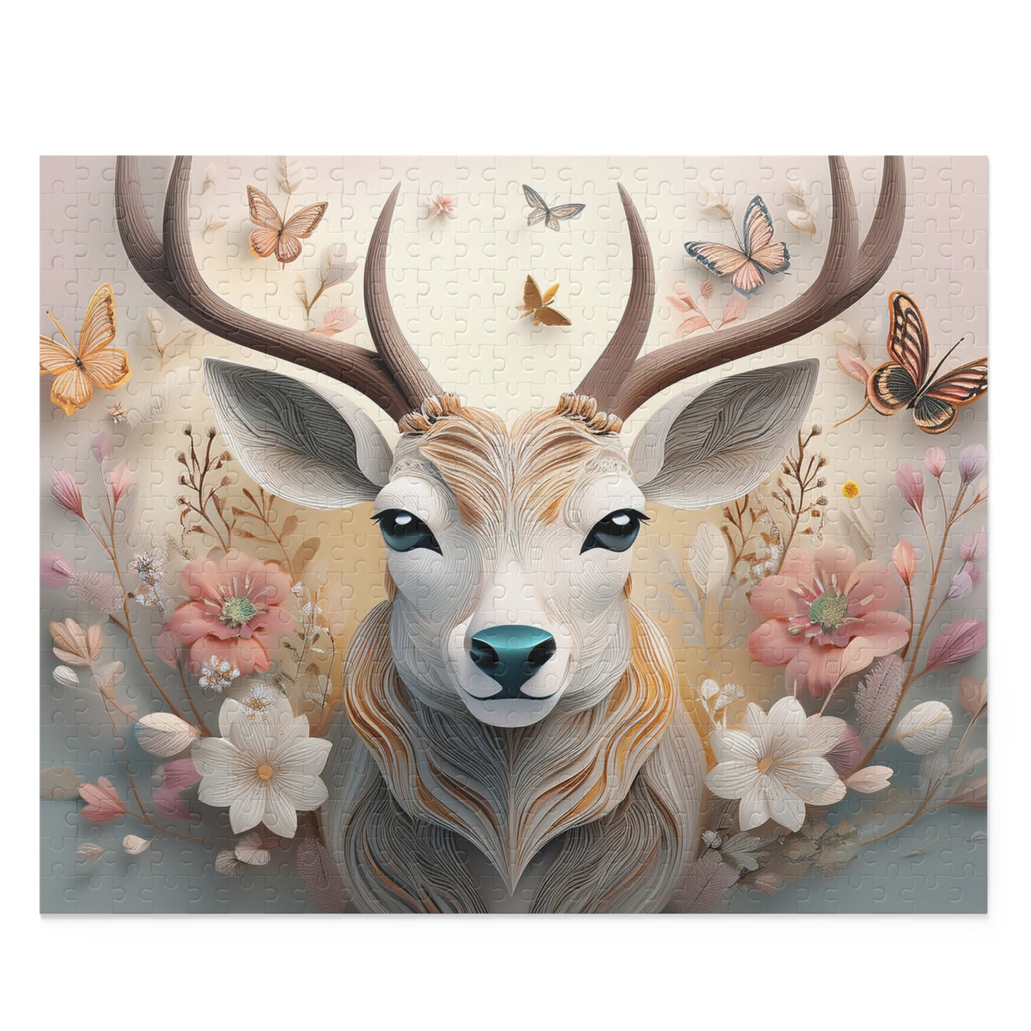 Puzzles-48 Kids Deer Puzzle 500-Piece | Floral Deer Puzzle 500-Piece, Animals Kids Puzzles Size: 16" x 20",  Ages 9+