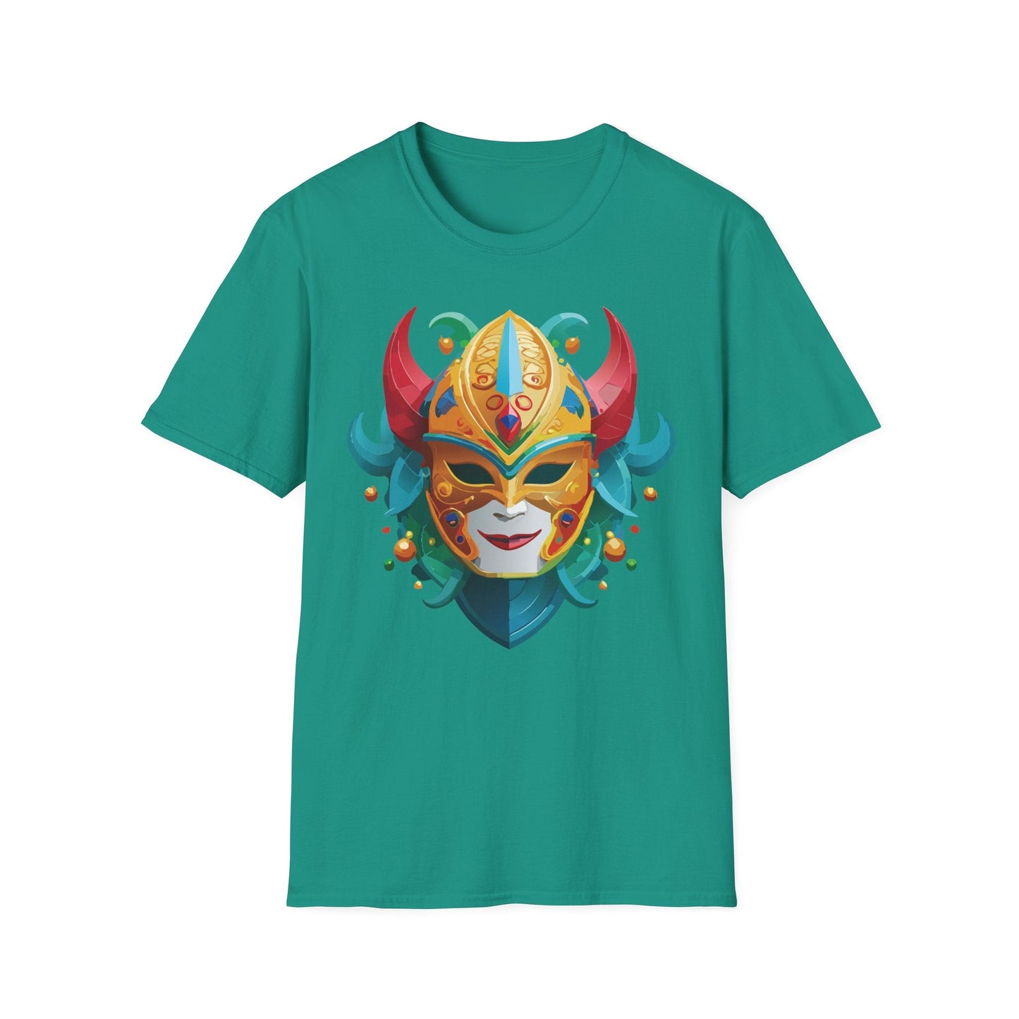 Unisex Mask Tee Shirt Softstyle Gildan 64000 Cotton Tee Masquerade Design Artwork