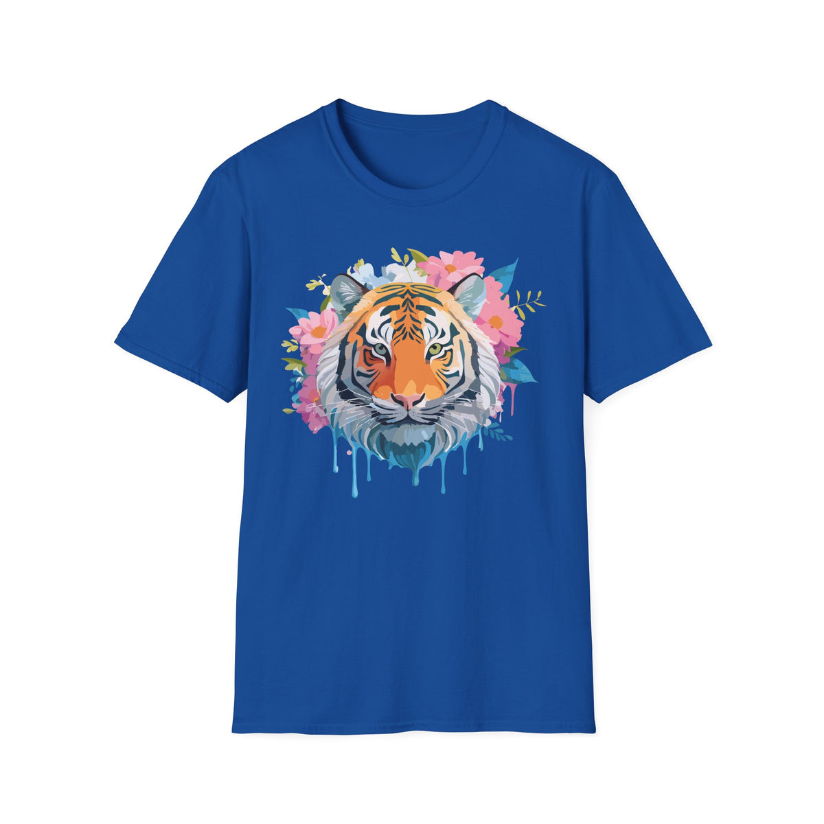 Floral Tiger Face T-Shirt | Watercolor Bloom Design