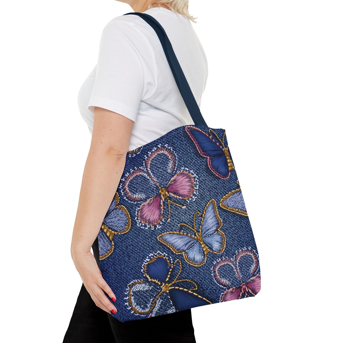 Denim Fabric Imitation Print Unisex Canvas Bag Poly Spun 3 Sizes Tote Bag 179