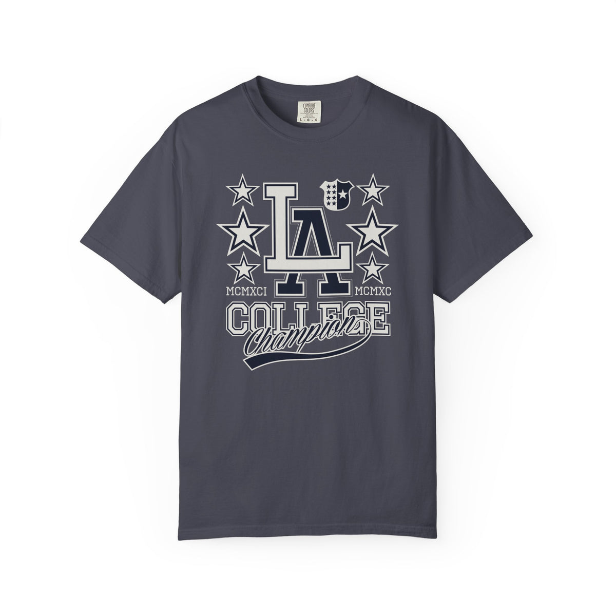 LA College Champions Logo Unisex Comfort Colors Garment-Dyed Heavyweight 100 Cotton Art Design T-Shirt w13