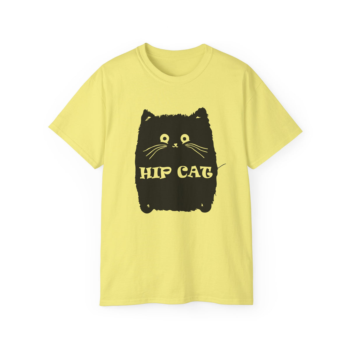Hip Cat Graphic Tee | Cute Black Cat Illustration, Retro Typography