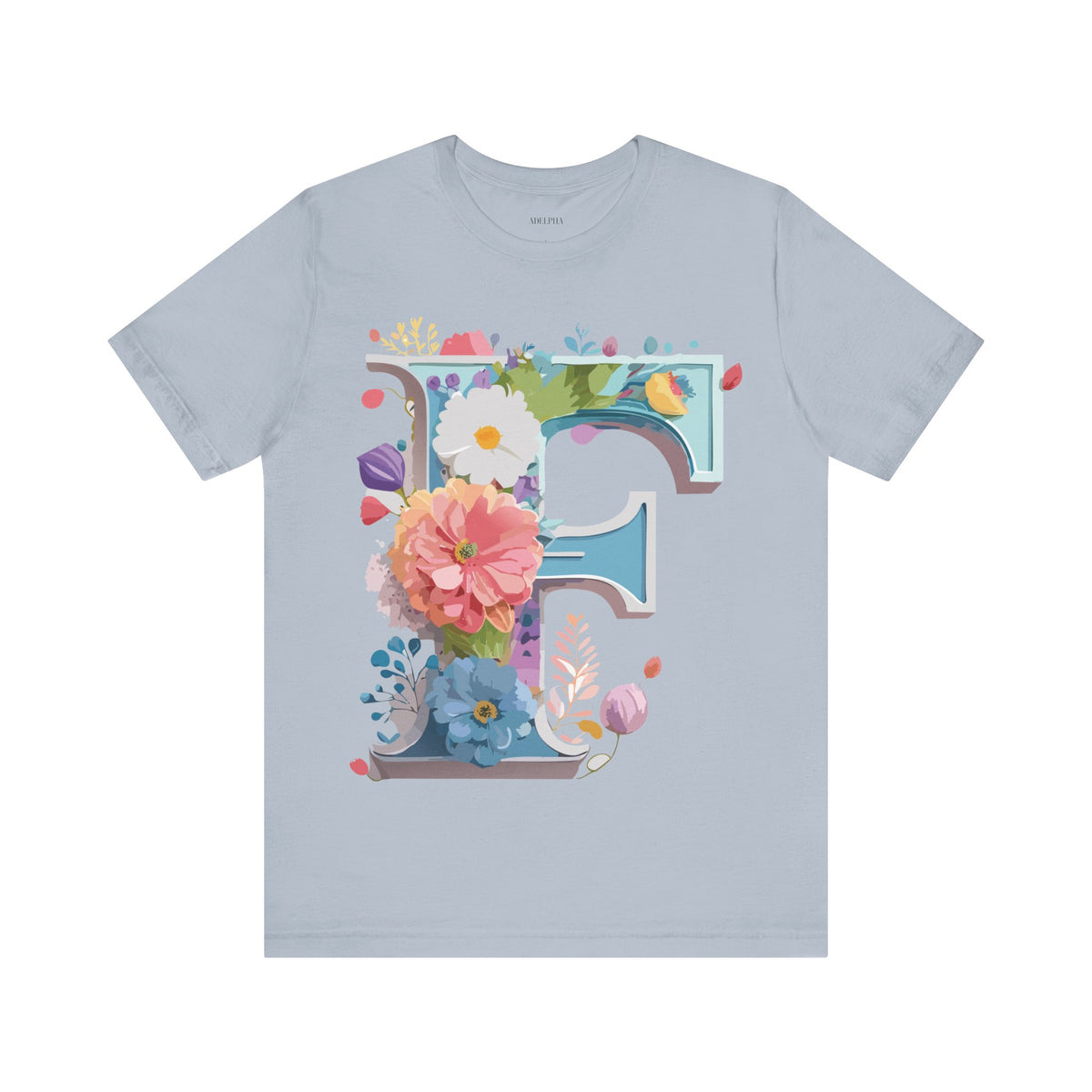 Letter F Graphic Unisex Cotton Bella+Canvas Tee with Art Letter Design