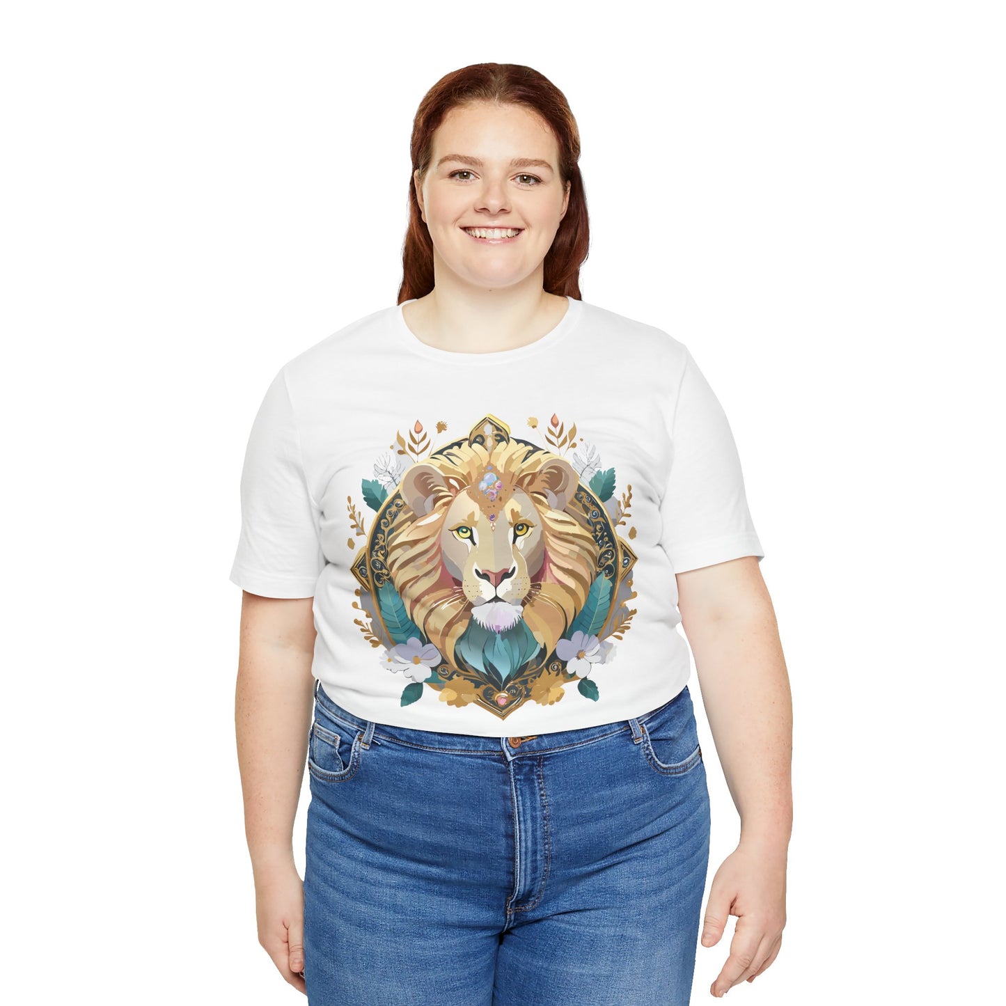 Unisex Lion Graphic Tee, Animal Shirt, Tee Shirt with Lion, Medallion T-Shirt, Animal Medallion Tees 2