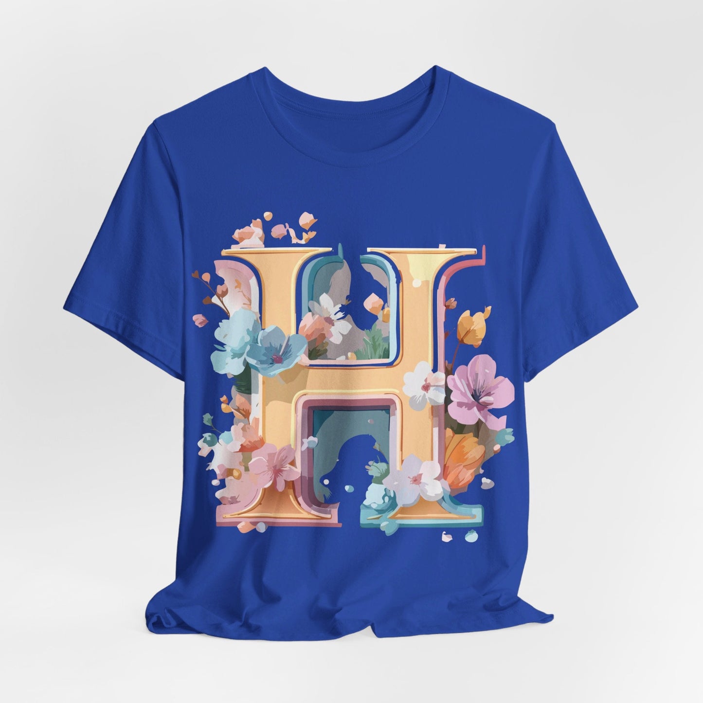 Letter H Graphic Tee Unisex Short Sleeve Shirt By Adelpha Featuring Vintage Inspired Artwork