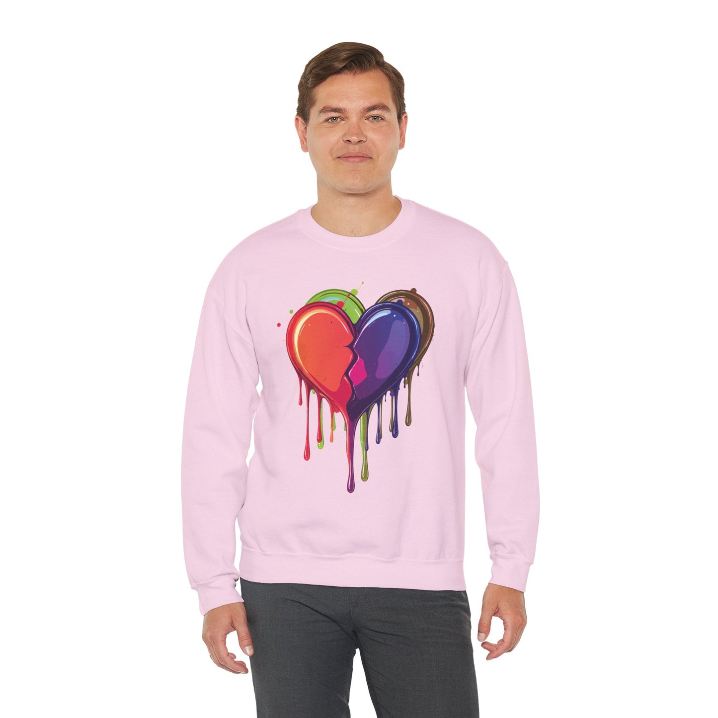 Unisex Double Heart Sweatshirt Valentines Day Love Theme Big Heart Design