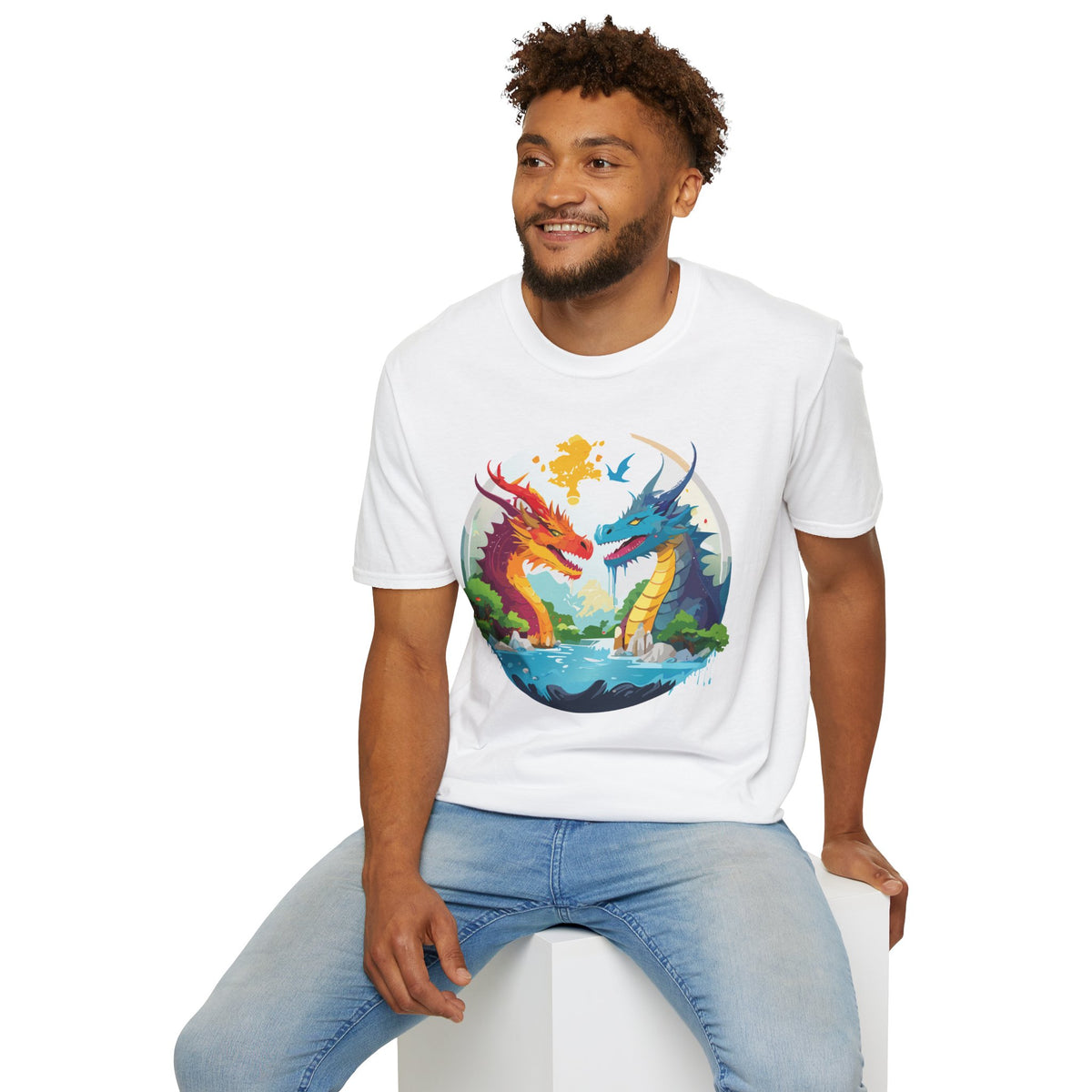 Dragon Graphic Tee Gildan Unisex 100 Cotton Tee Shirt with Animals Design h19
