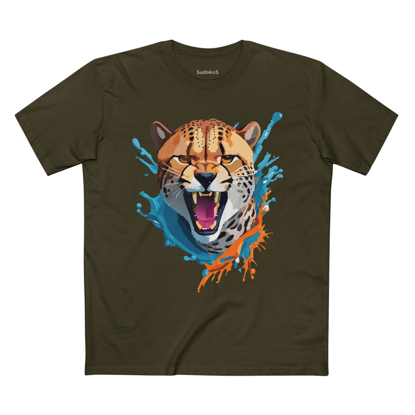 Cheetah Graphic Unisex 100 Cotton Staple Tee with Animal Design Artwork 26
