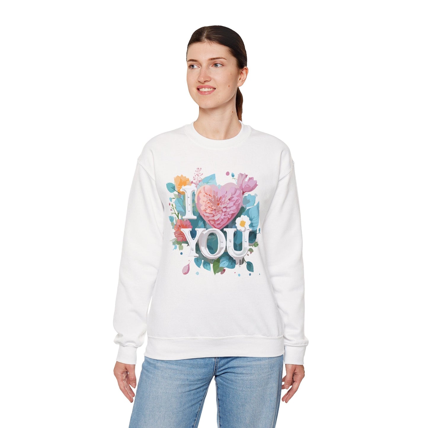 Floral Love Sweatshirt Unisex Valentines Day Gift 50 50 Cotton Polyester Crewneck