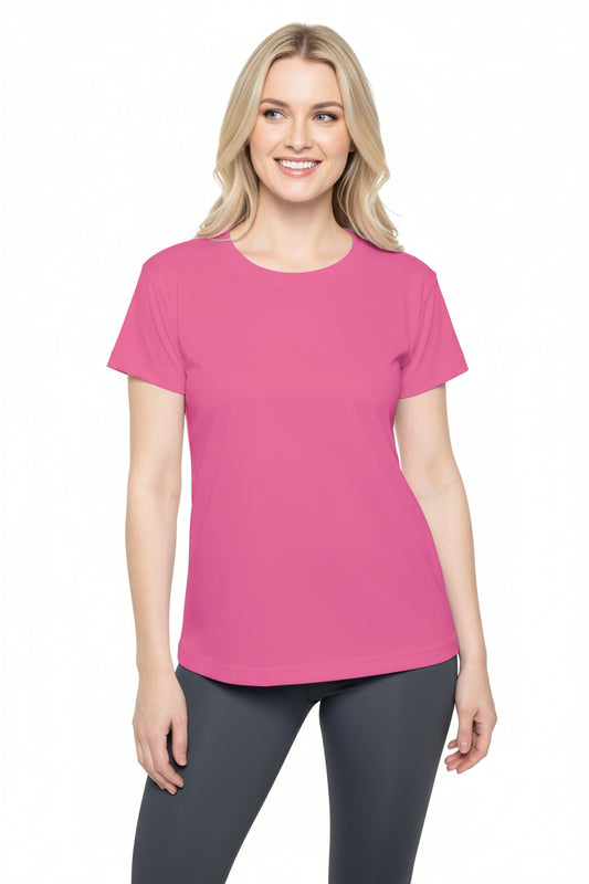 Rose Kiss Today Pink Women's Sports Jersey Short Sleeves 100% Poly Solid Pink Color Print Athletic Tee