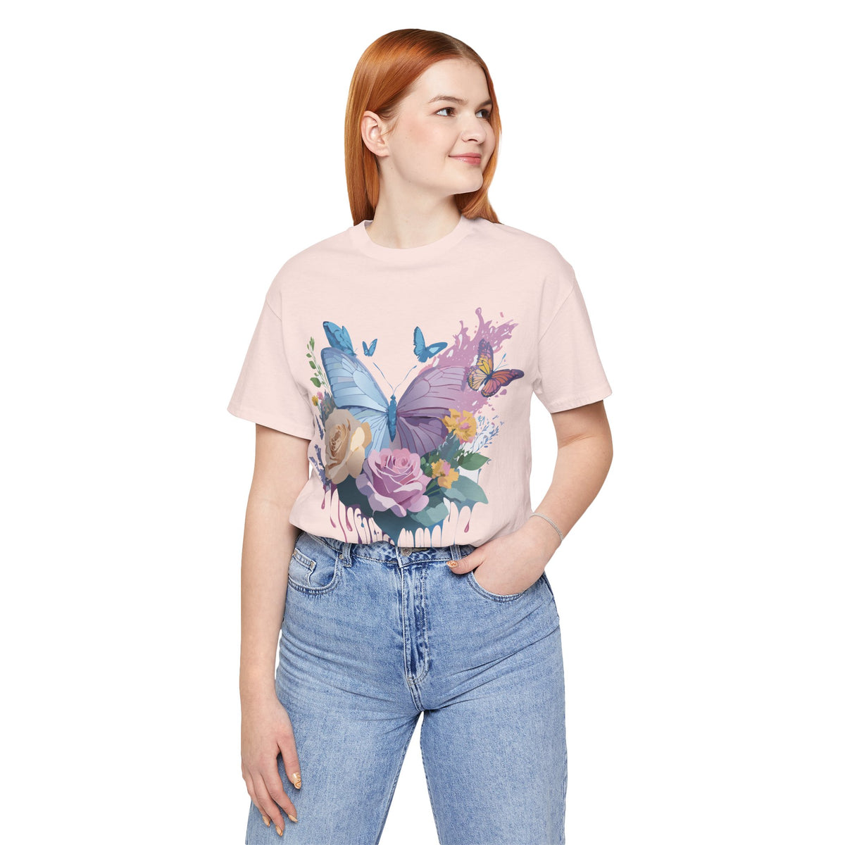 Butterfly Graphic Unisex Cotton Bella+Canvas Tee with Art Design n34