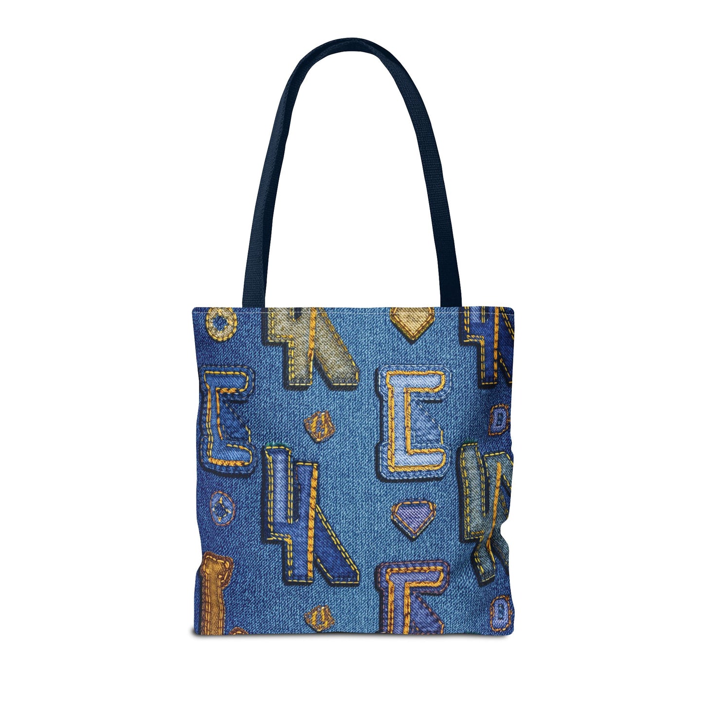 Denim Fabric Imitation Print Unisex Canvas Bag Poly Spun 3 Sizes Tote Bag 187-3