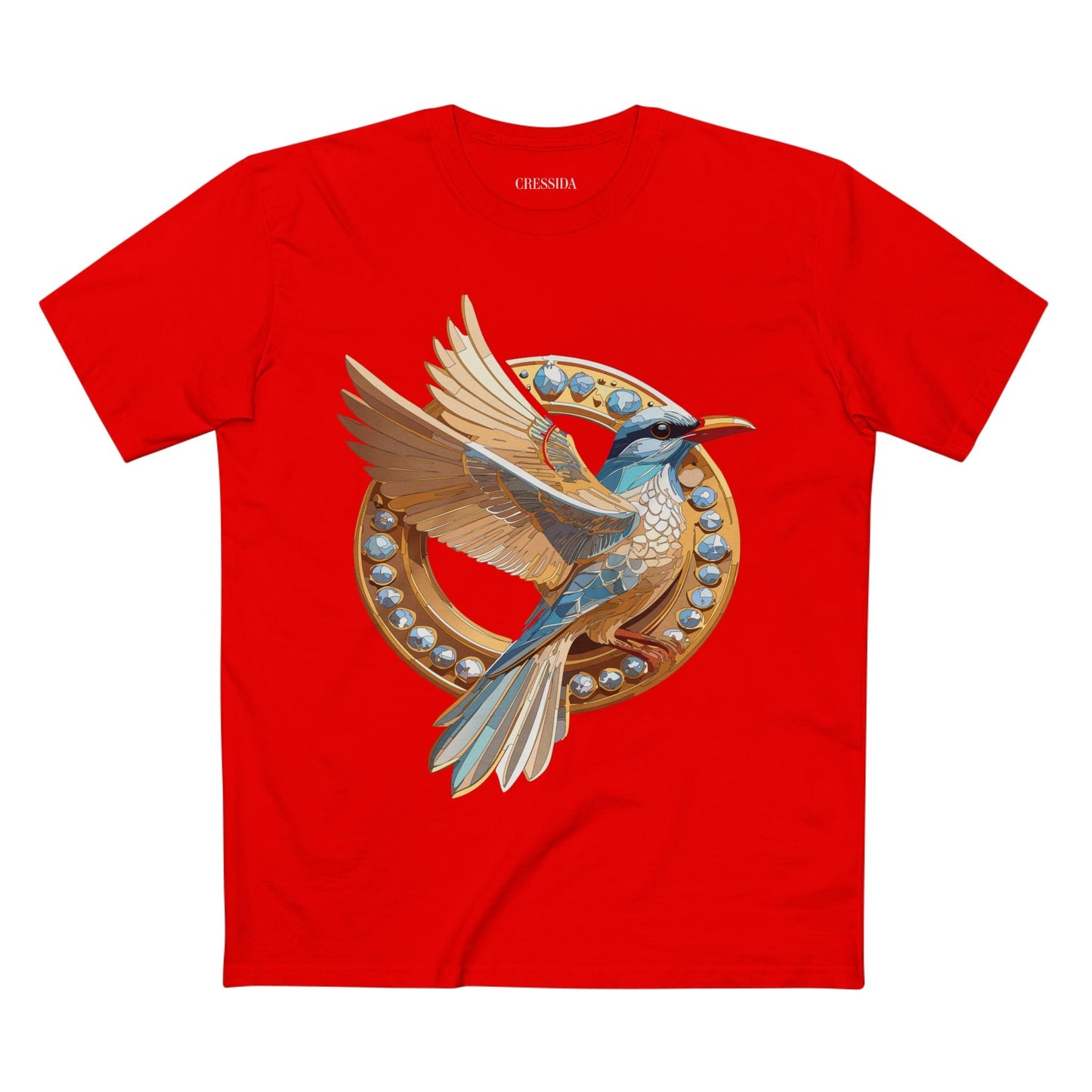 Bird Graphic Unisex 100 Cotton Tee With Unique Animal Golden Medallion Art Design 20