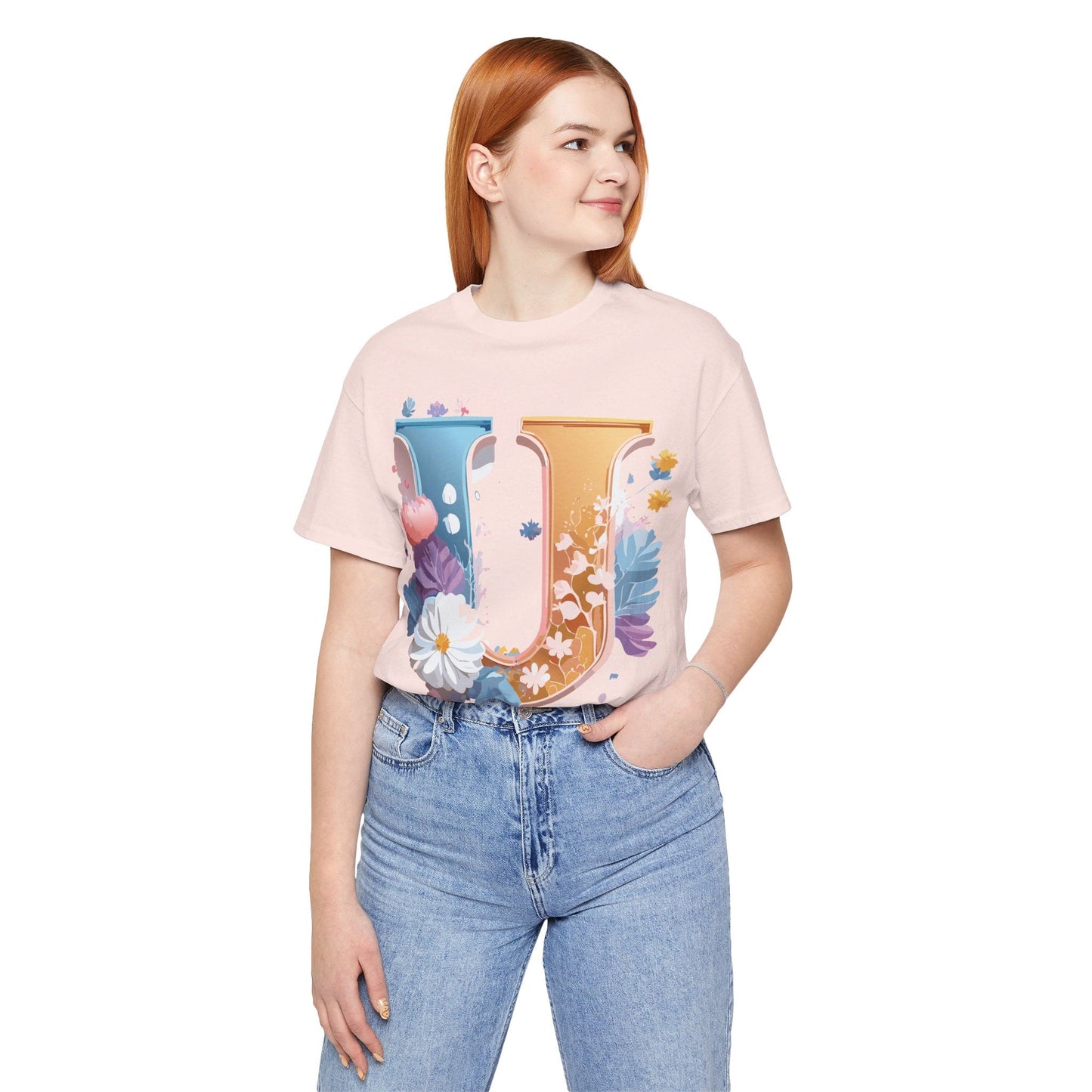 Letter U Shirt Graphic Tee Unisex Vintage Inspired Adelpha Artwork Premium Short Sleeve