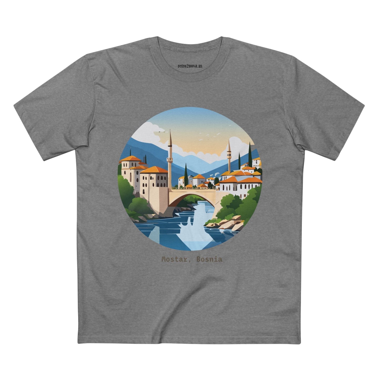 Unisex Travel Shirt Bosnia Edition Tee With Original Art Design By Retro2Nova Premium Cotton