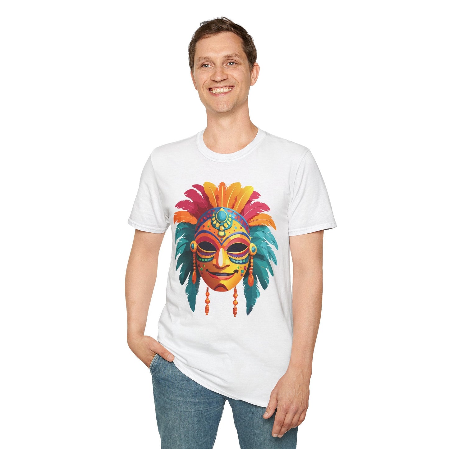 Mask Tee Shirt Unisex Softstyle Gildan 64000 100 Percent Ring Spun Cotton Masquerade Tee