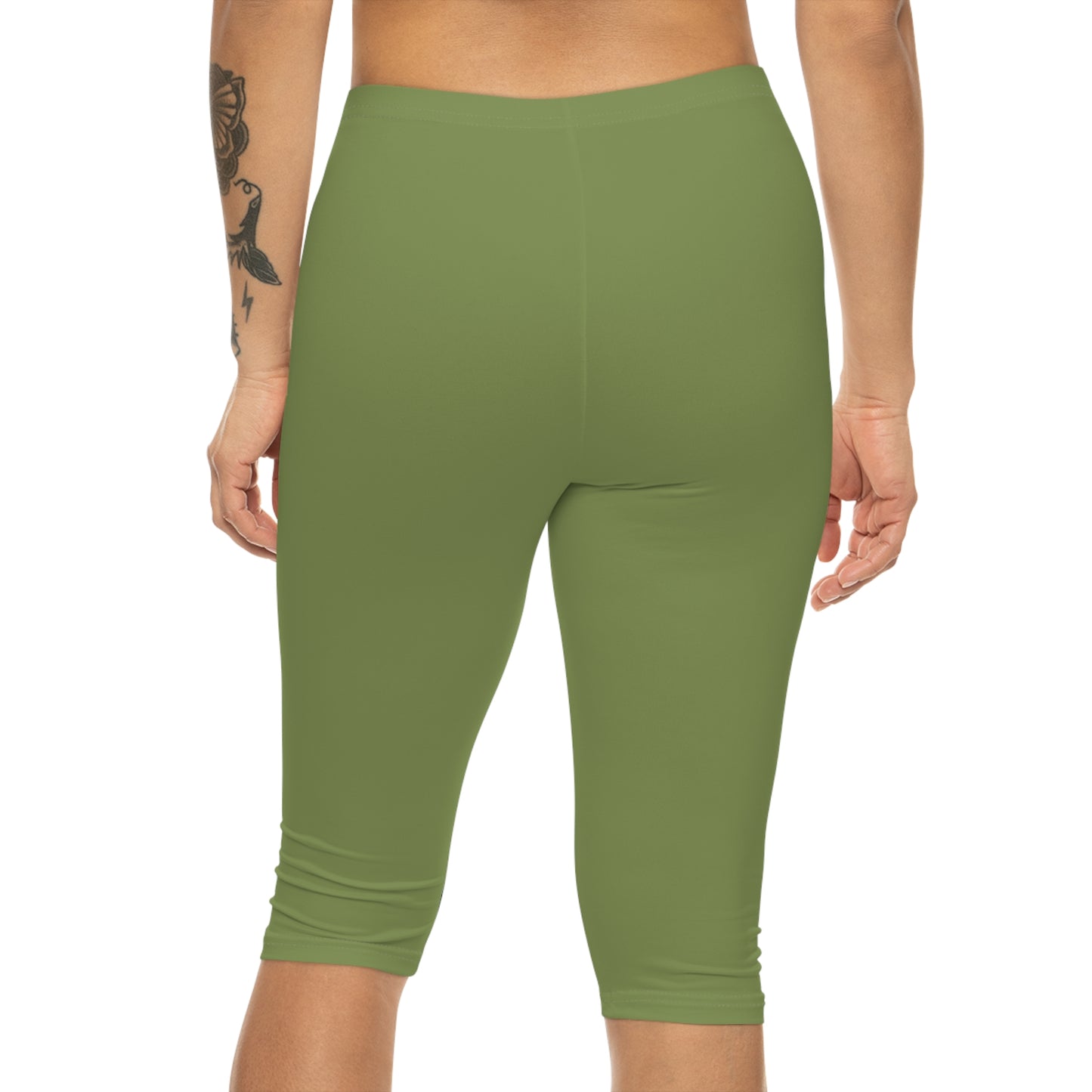 Palm Leaf Color Women's Brushed Suede Poly Span Casual Capri Leggings XS-2XL
