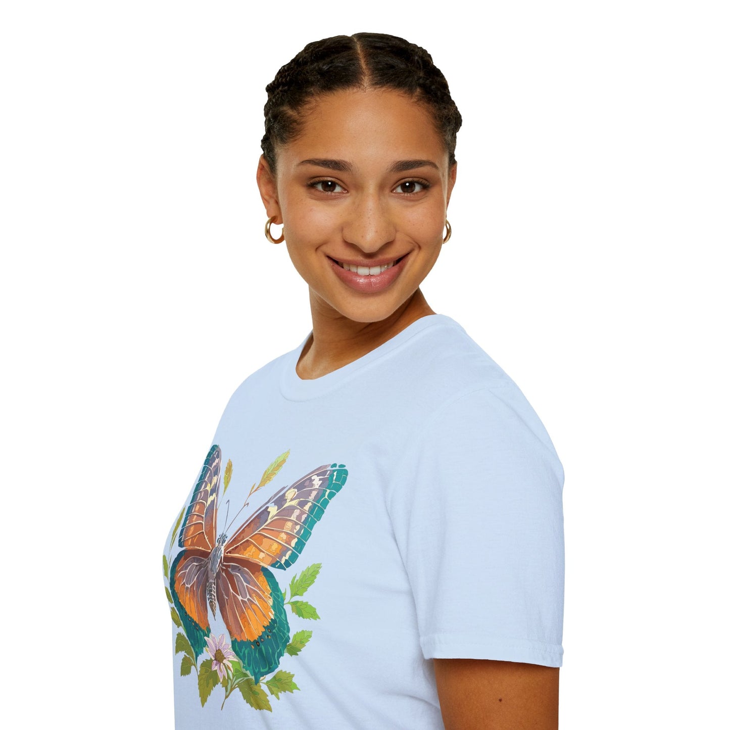 Unisex Butterfly Shirt With Monarch Design Cotton Tee Gildan 64000 Softstyle Comfort