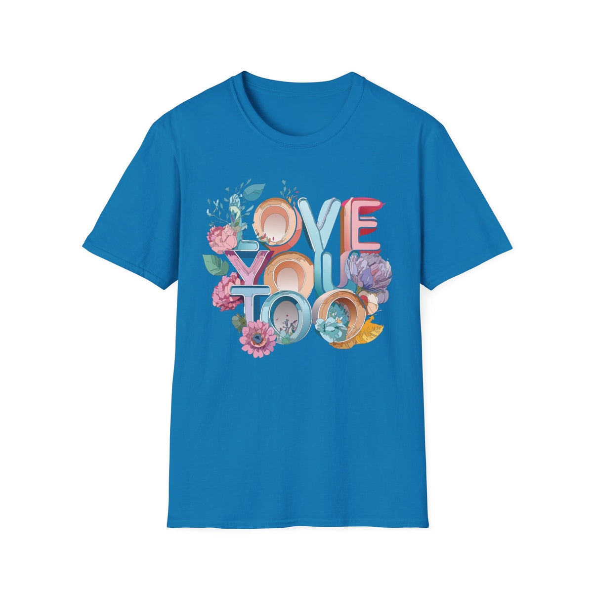 Love You Floral Typography T-Shirt | Pastel Retro Letters