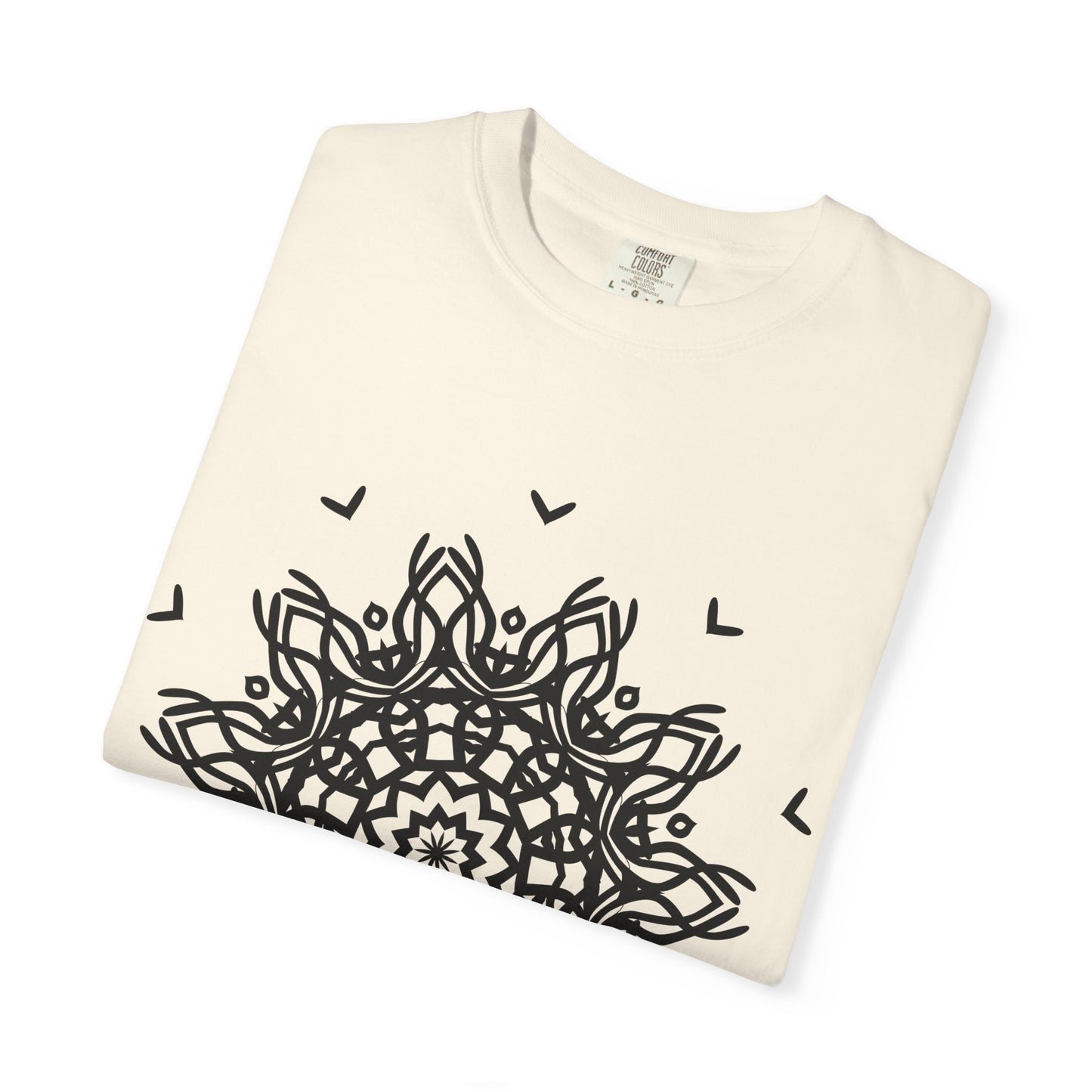Unisex Garment Dyed Cotton T-Shirt with Mandala Graphic Design