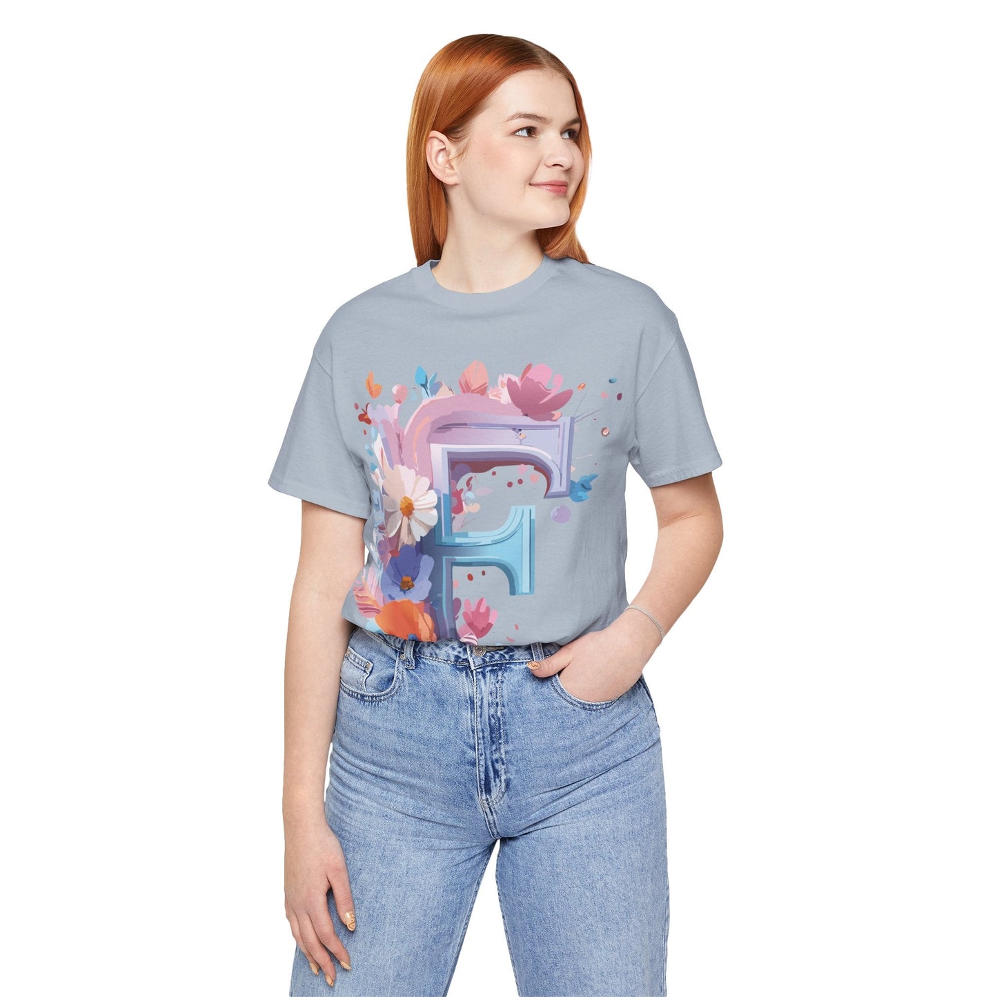 Letter F Graphic Tee Unisex Vintage Style Featuring Artwork Short Sleeve