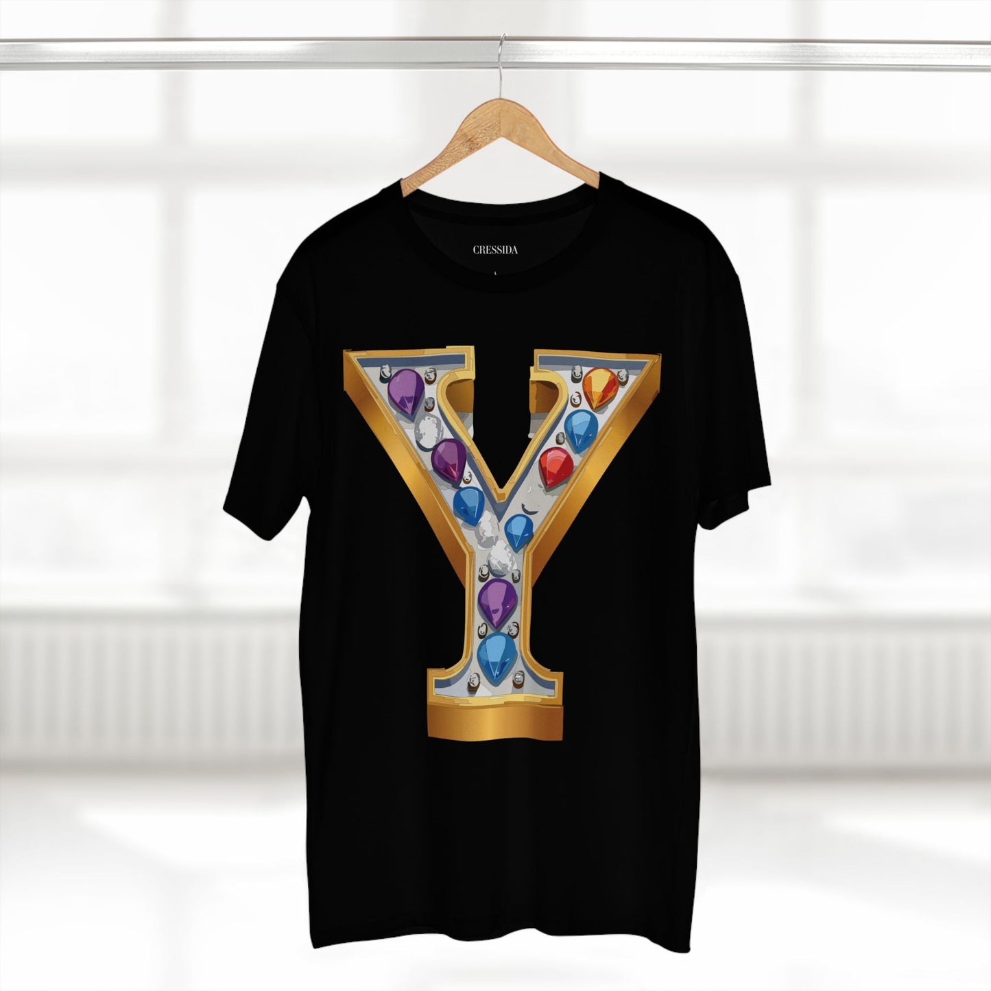 Letter Y Graphic Design Tee Unisex 100 Cotton With Antique Gold Letters Artwork T-Shirt