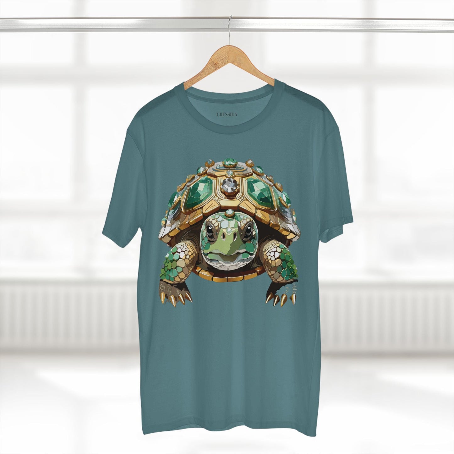 Turtle Graphic Unisex 100 Cotton Tee With Unique Animal Golden Medallion Art Design 31