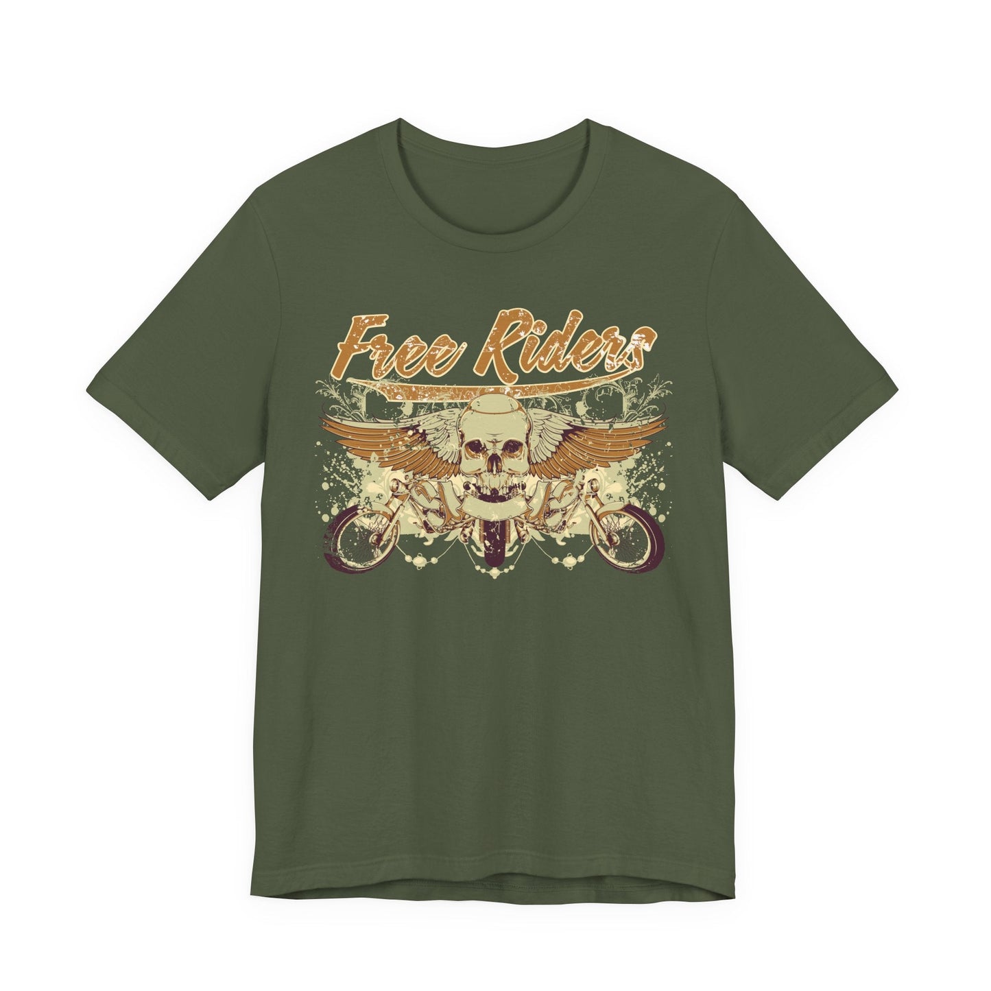 Free Riders Skull Motorcycle Tee Biker Graphic Art Design T-Shirt A-1