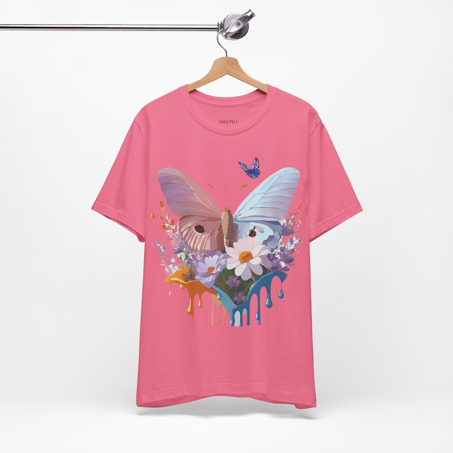 Butterfly Graphic Unisex 100 Cotton Lightweight Vintage Floral Design Jersey Tee 69