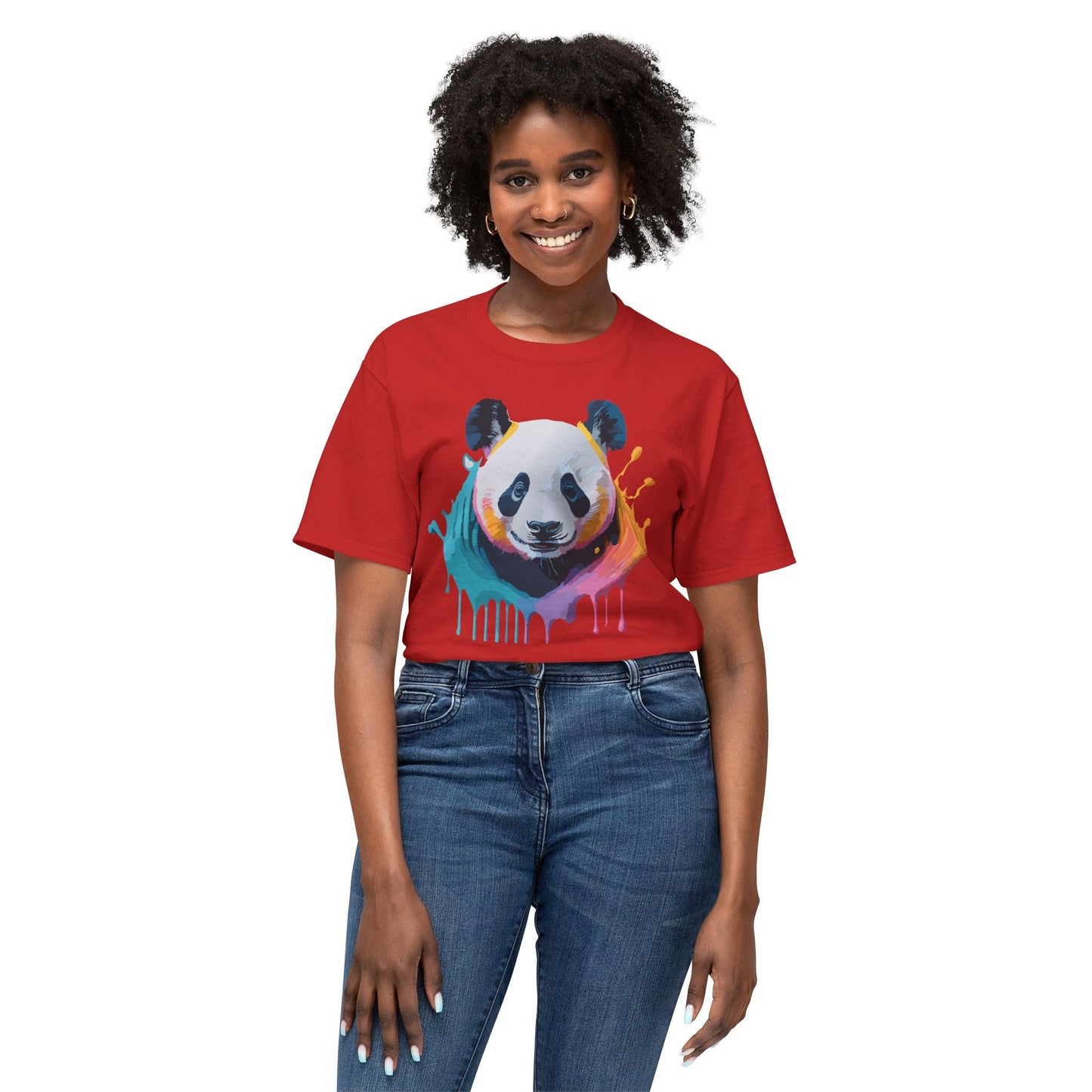 Unisex HD Cotton Panda T Shirt With Full Color Panda Art Print Made In USA Premium Fit For All Sizes