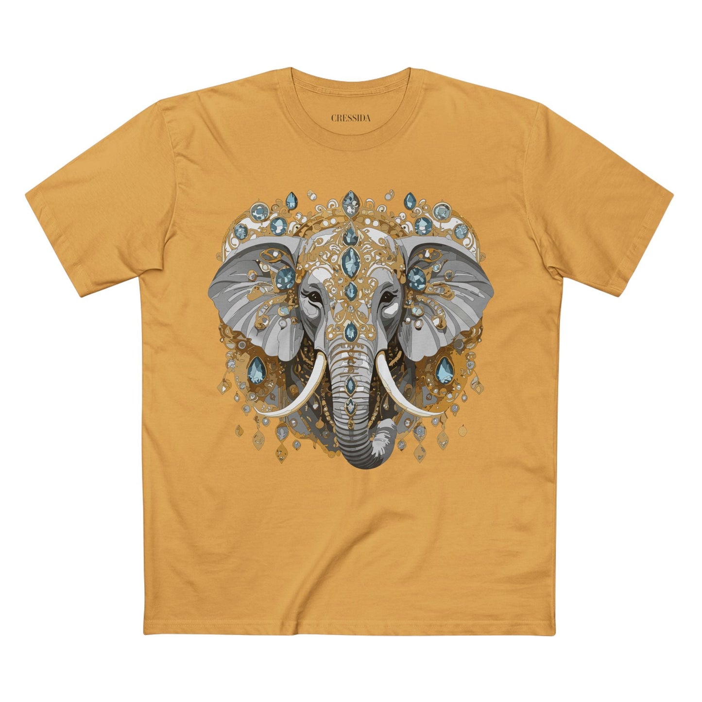 Elephant Graphic Unisex 100 Cotton Tee With Unique Animal Golden Medallion Art Design 38