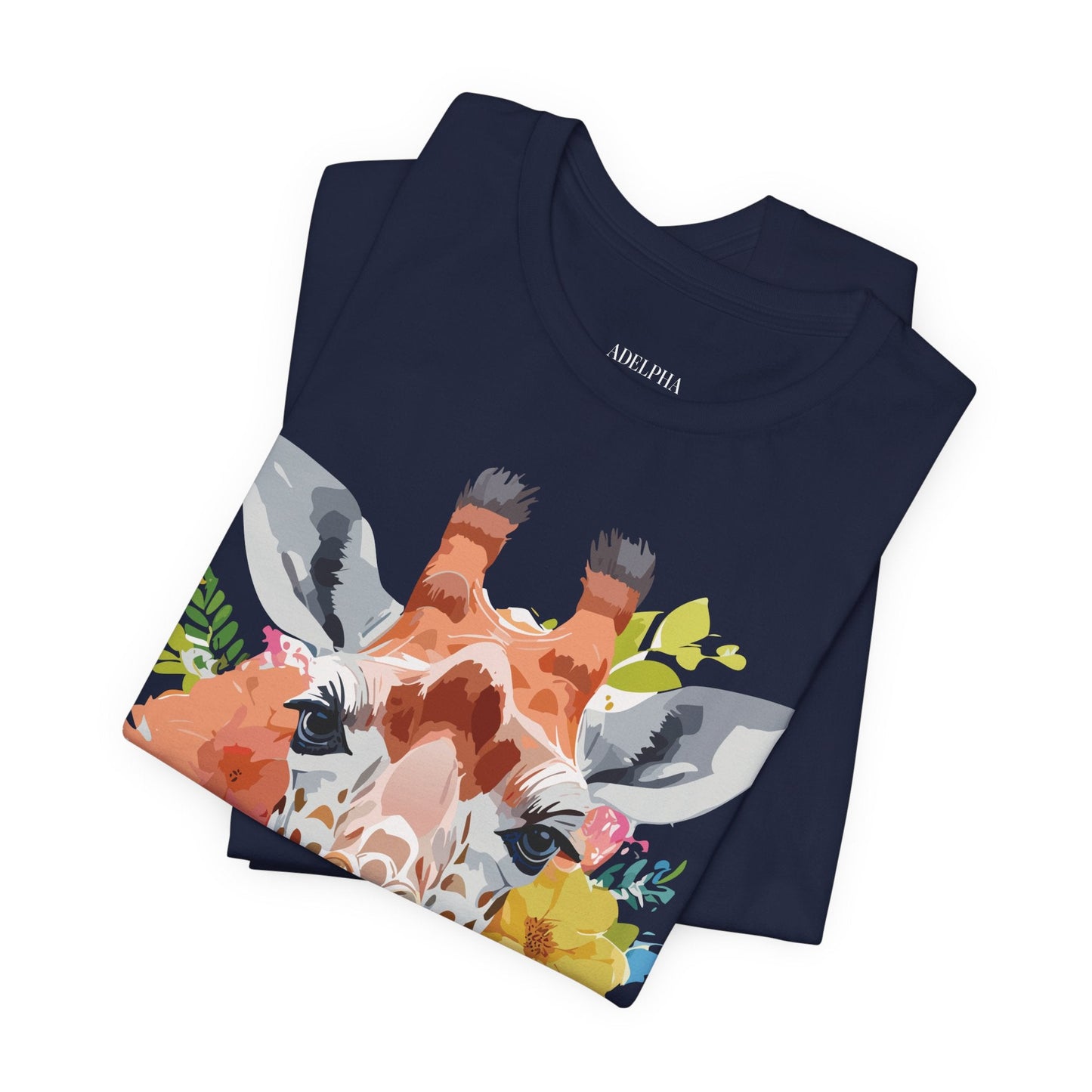 Giraffe Graphic Tee By Adelpha Unisex Vintage Inspired Art Design Short Sleeve Jersey Shirt