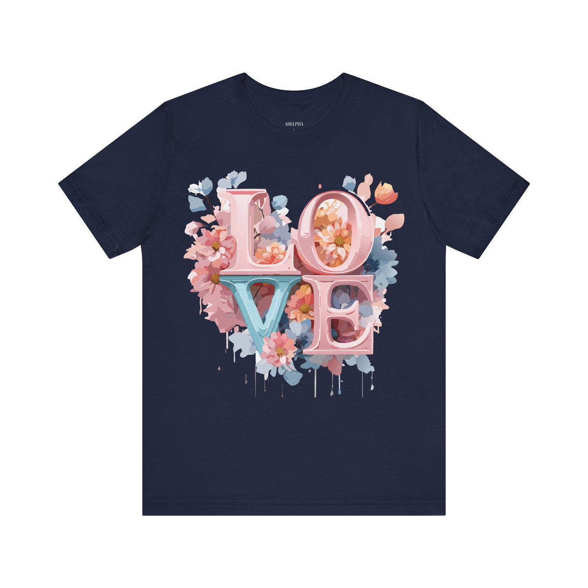 Valentine's Day Graphic Unisex Cotton Bella+Canvas Tee with Floral Art Design d117