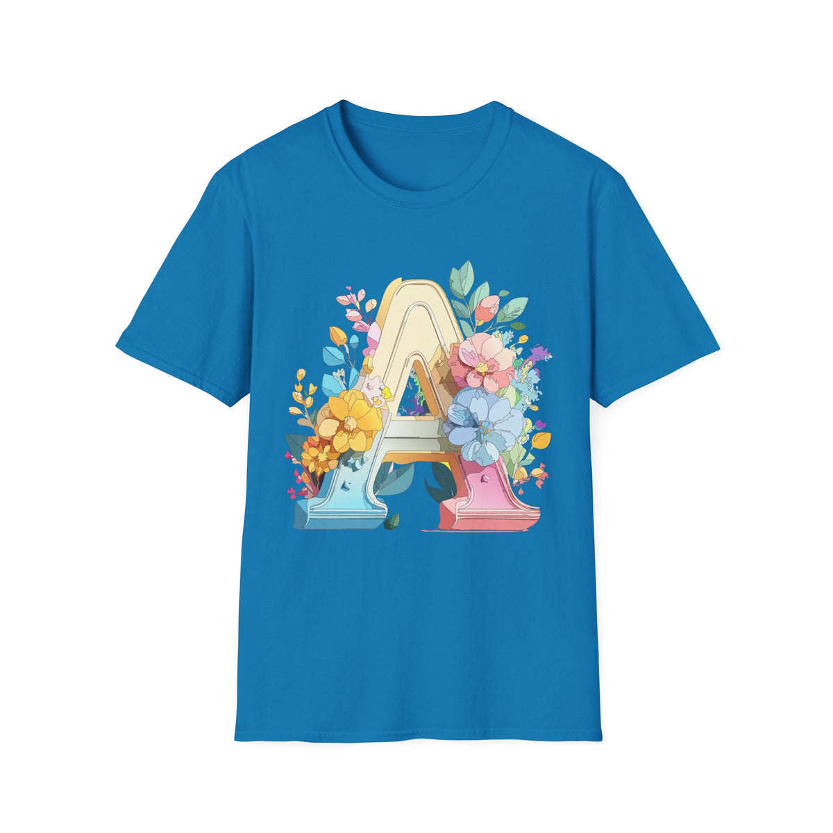 Floral Letter A Monogram T-Shirt | Botanical Initial Tee