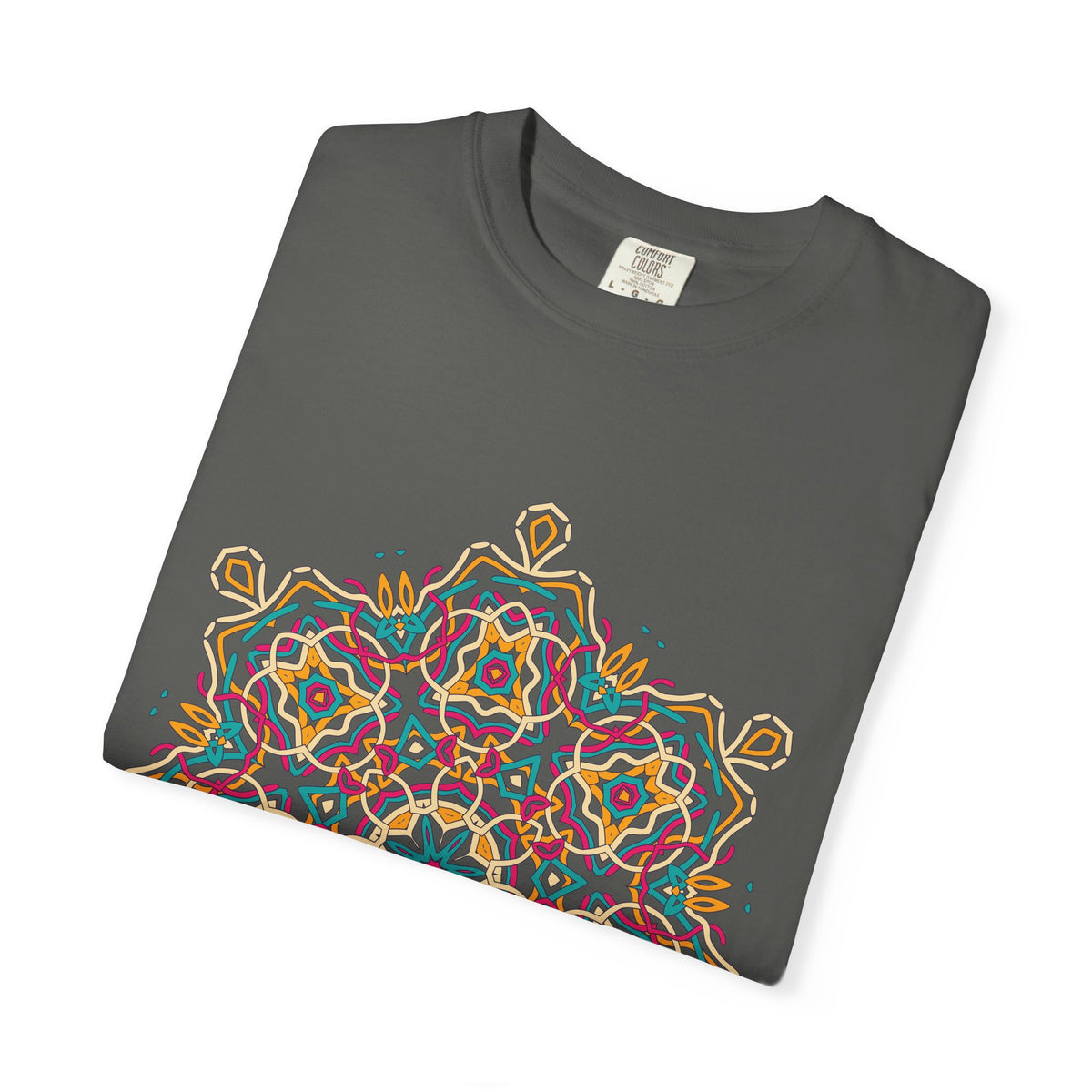 Unisex Garment Dyed Cotton T-Shirt with Mandala Graphic Design