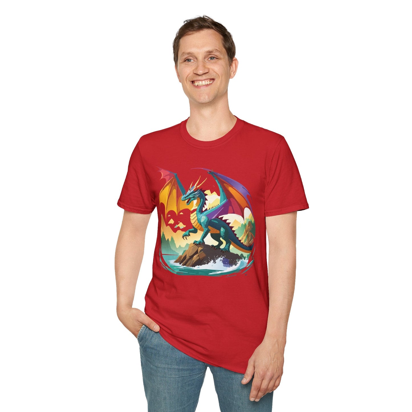 Dragon Graphic Unisex Cotton Softstyle Art Design Tee With Animals 21