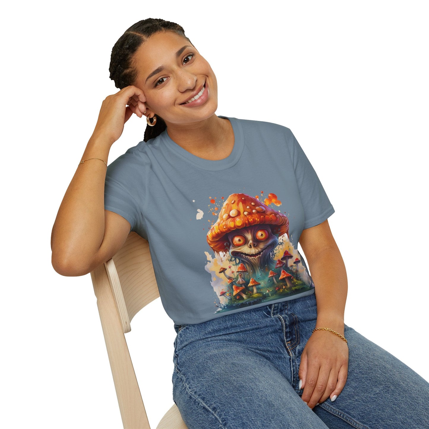 Funny Mashroom Graphic Unisex Softstyle Cotton With Cartoon Illustration Design 8