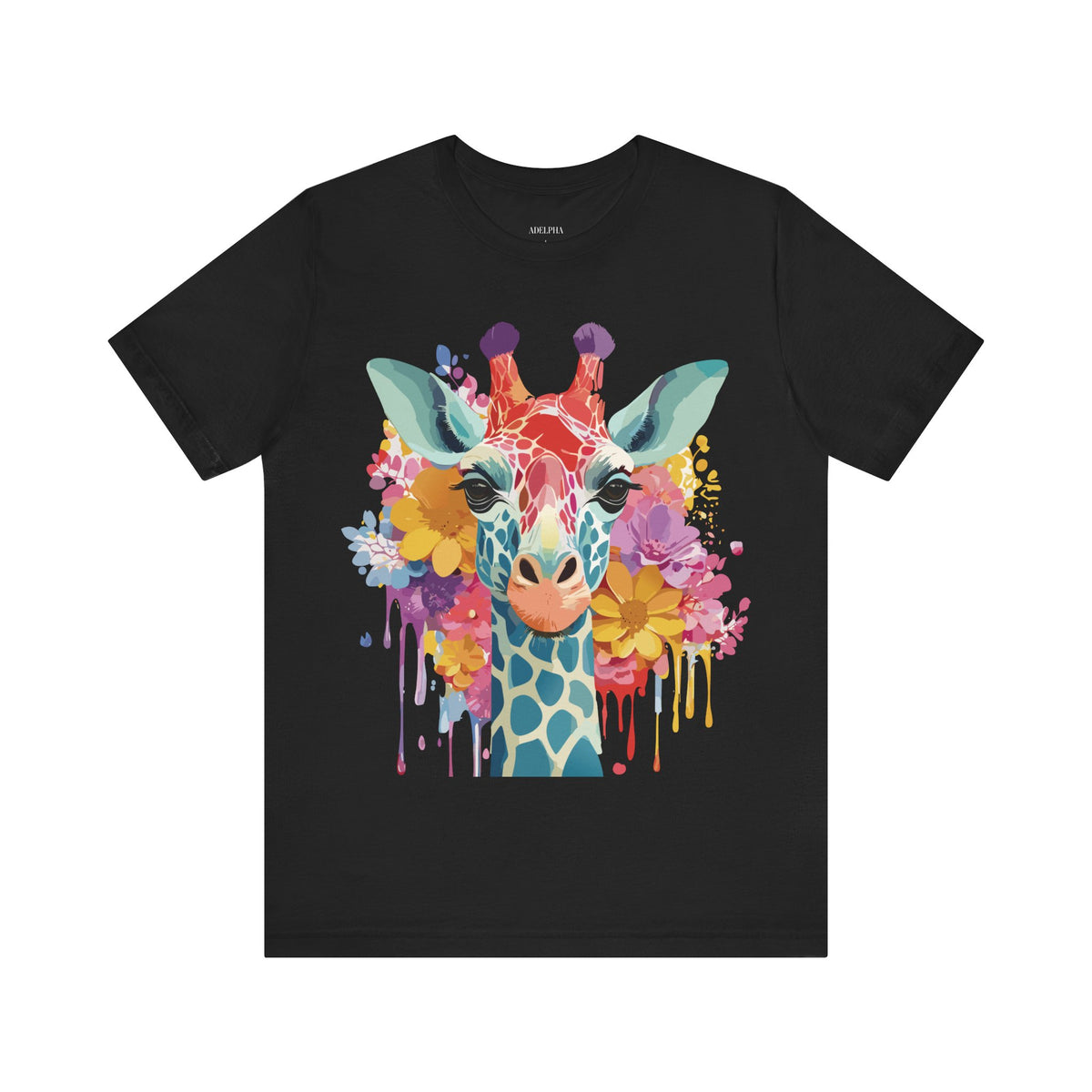 Giraffe Graphic Unisex Cotton Bella+Canvas Tee with Art Animal Design e19