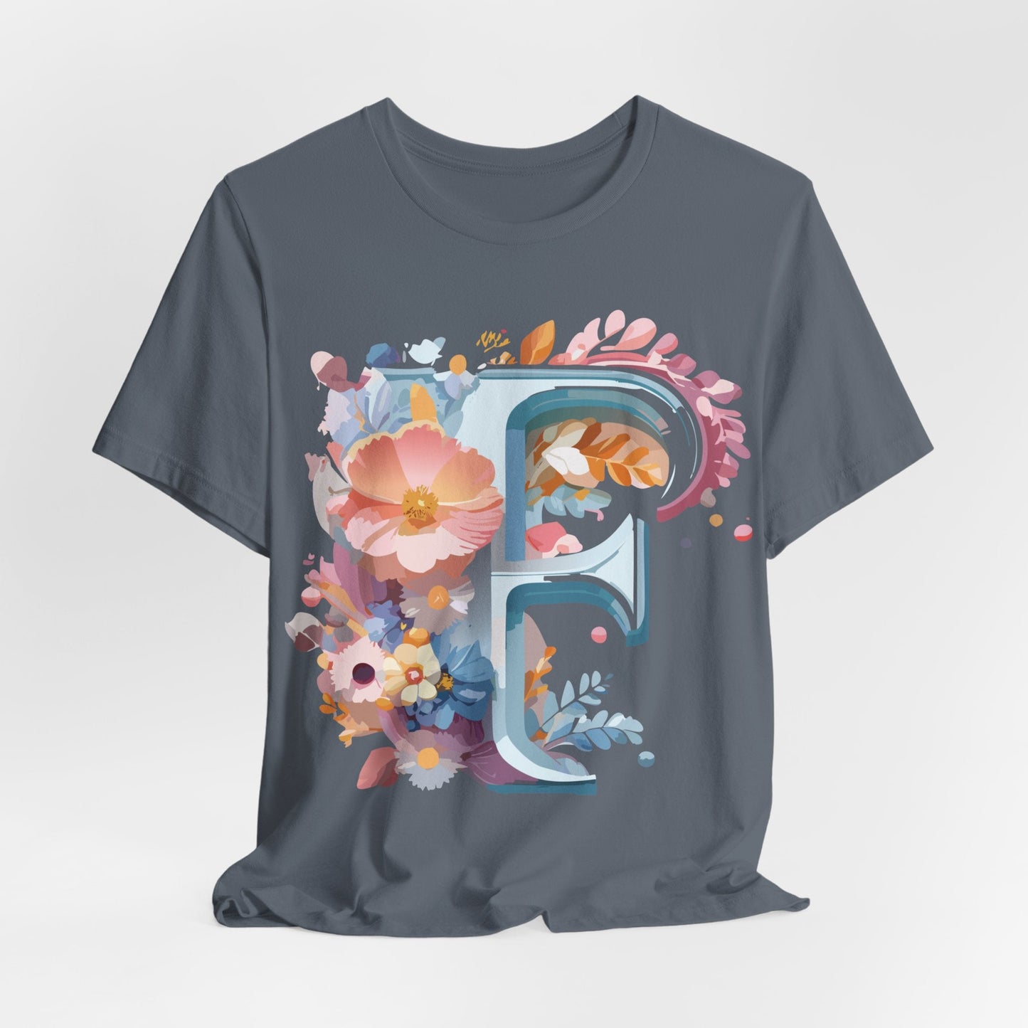 Letter F Graphic Tee Unisex Short Sleeve Vintage Inspired Adelpha Artwork Collection