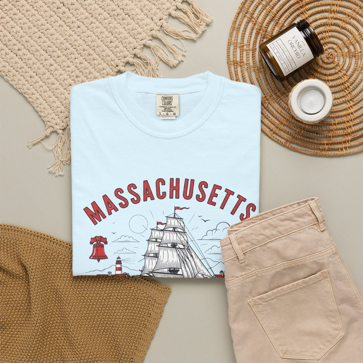 Massachusetts State Vintage Travel Tourist Graphic Tee Unisex 100 Cotton Comfort Colors T-Shirt