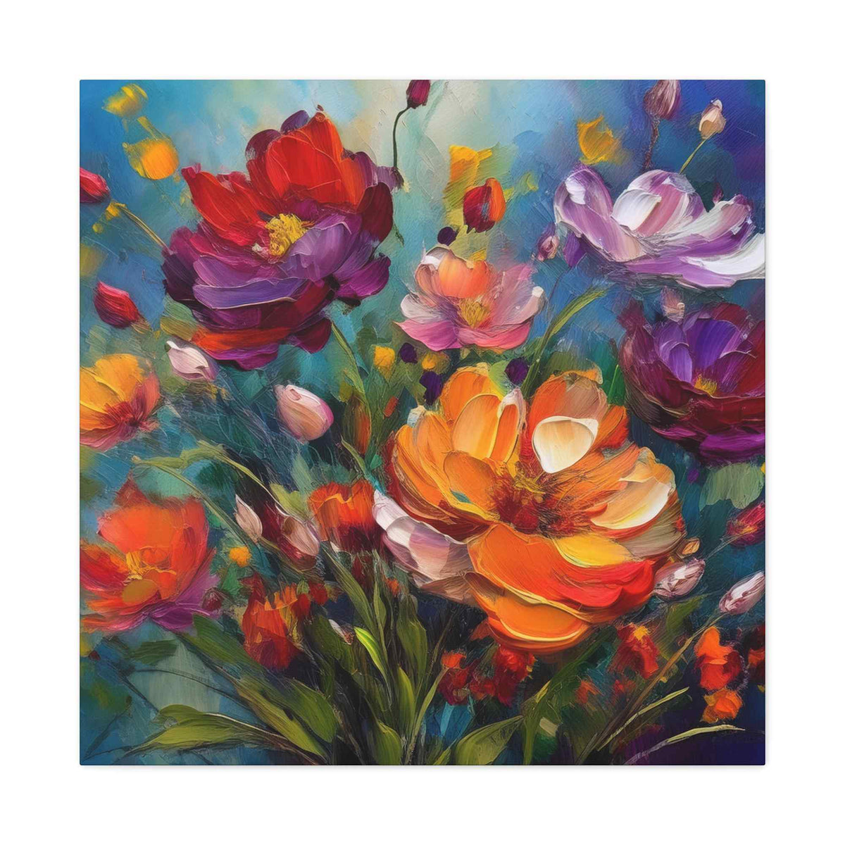 Flowers Print Canvas, Floral Oil Paint Print 20x20, 24x24, 30x30, 32x32, 36x36, Floral Art Design Print Non-Frame MC-14