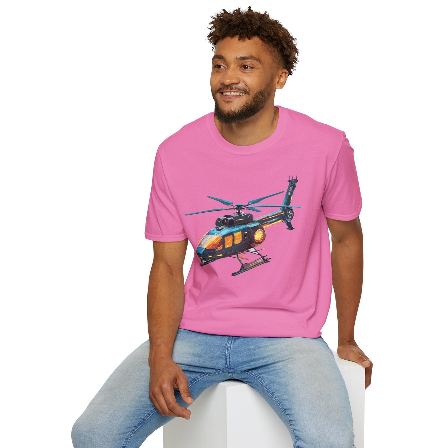 Chopper Helicopter Shirt Unisex Gildan Softstyle 64000 Cotton Tee Short Sleeve Graphic Tee
