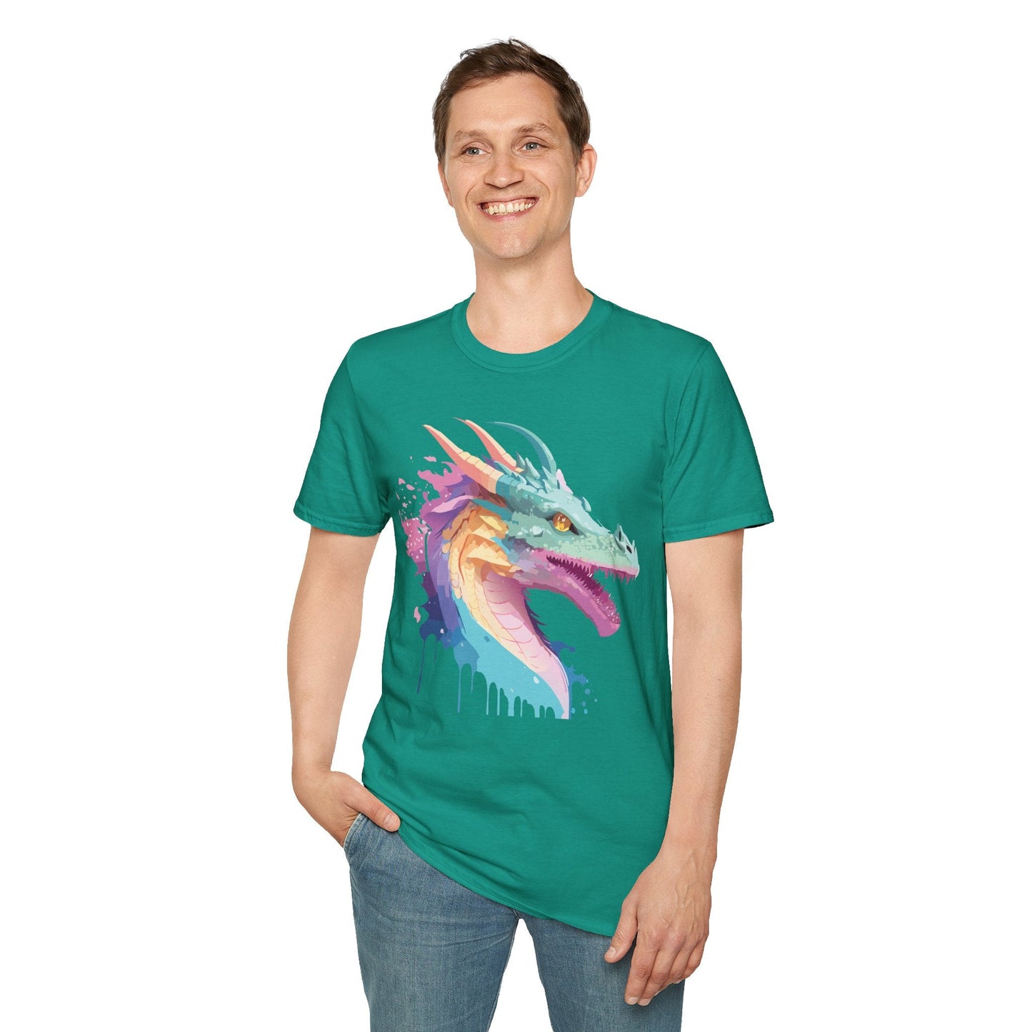 Dragon Graphic Tee Unisex Short Sleeve Dragon Shirt With Animal Design Gildan SoftStyle 64000