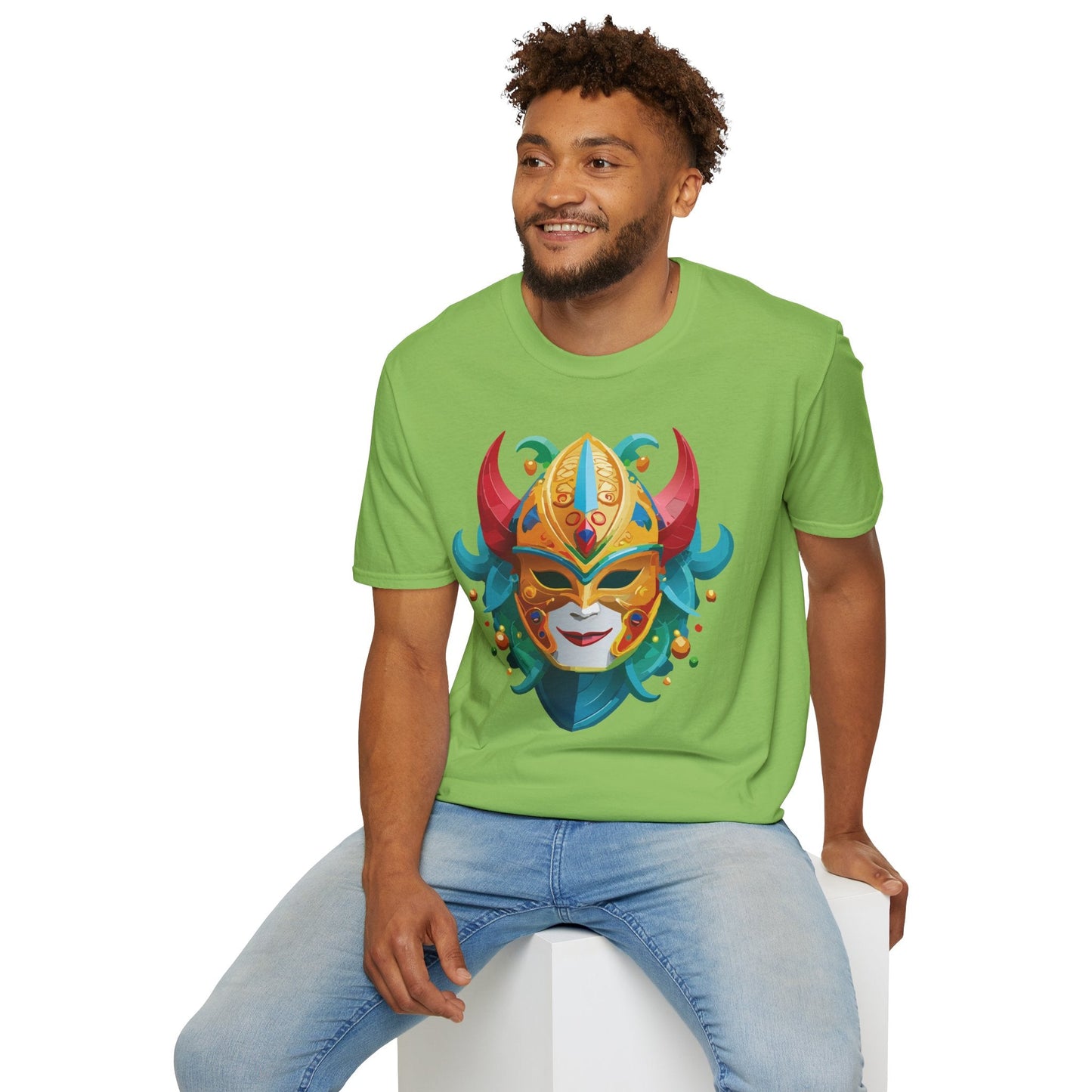 Unisex Mask Tee Shirt Softstyle Gildan 64000 Cotton Tee Masquerade Design Artwork
