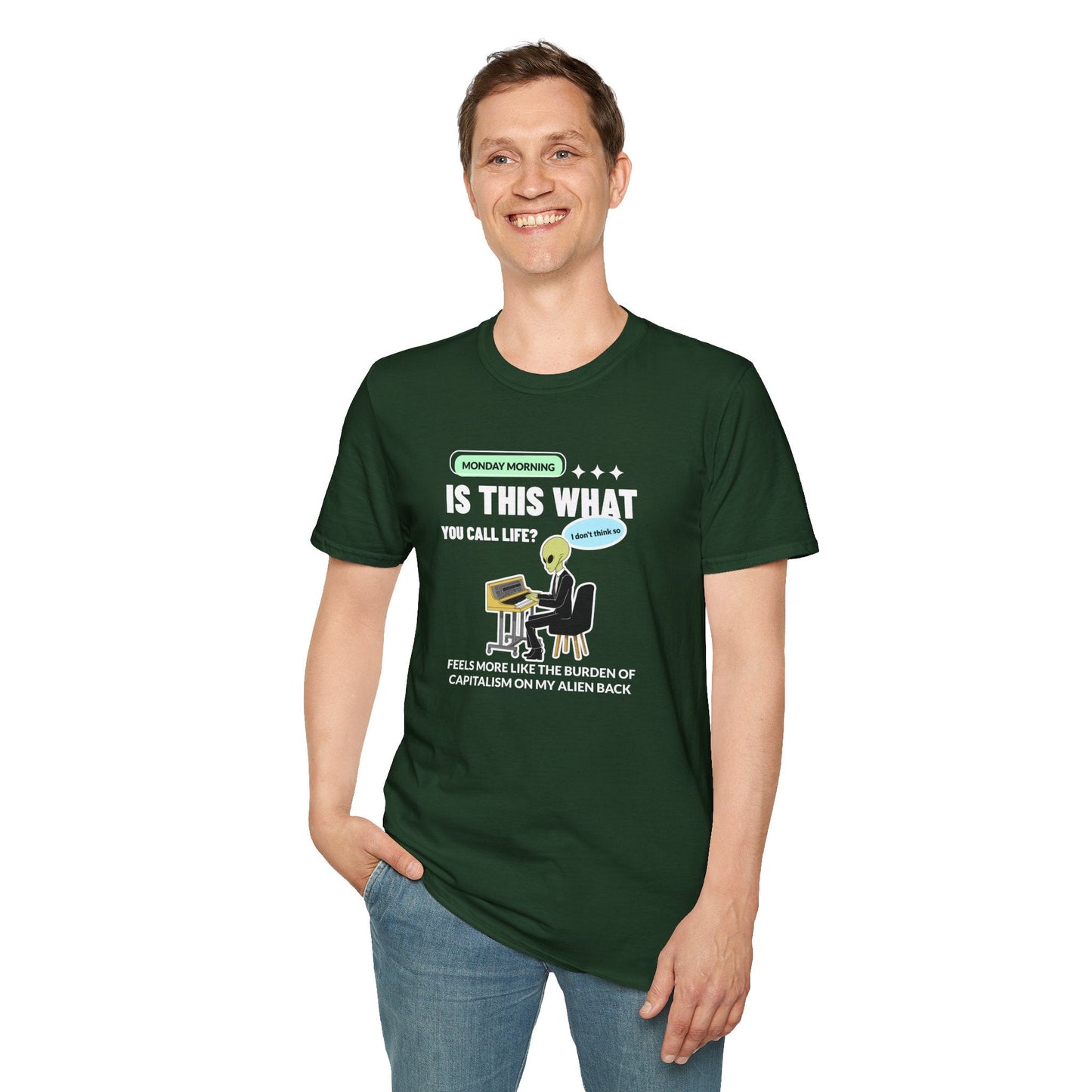 Alien Office Worker T-Shirt Unisex Cotton