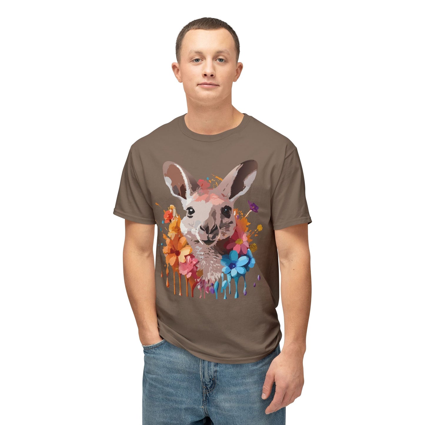 Unisex Kangaroo T Shirt HD Cotton Full Color Art Print Tee Made In USA 100 Percent Pre Shrunk