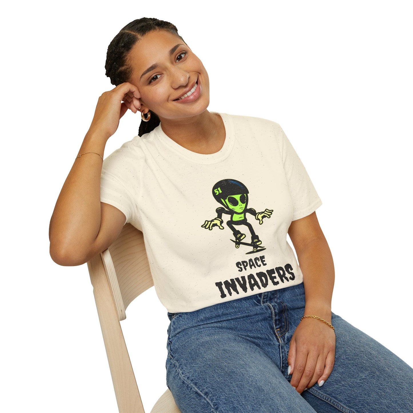 Alien Skateboard Space Invaders Shirt